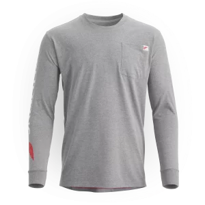 Long Sleeve Pocket T-Shirt with Sleeve Print  Men's Long Sleeve Tee in Dark Gray
