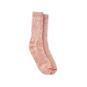Cotton Blend Ragg Crew  Unisex Cotton Blend Ragg Crew Socks in Rust/White Cotton Blend