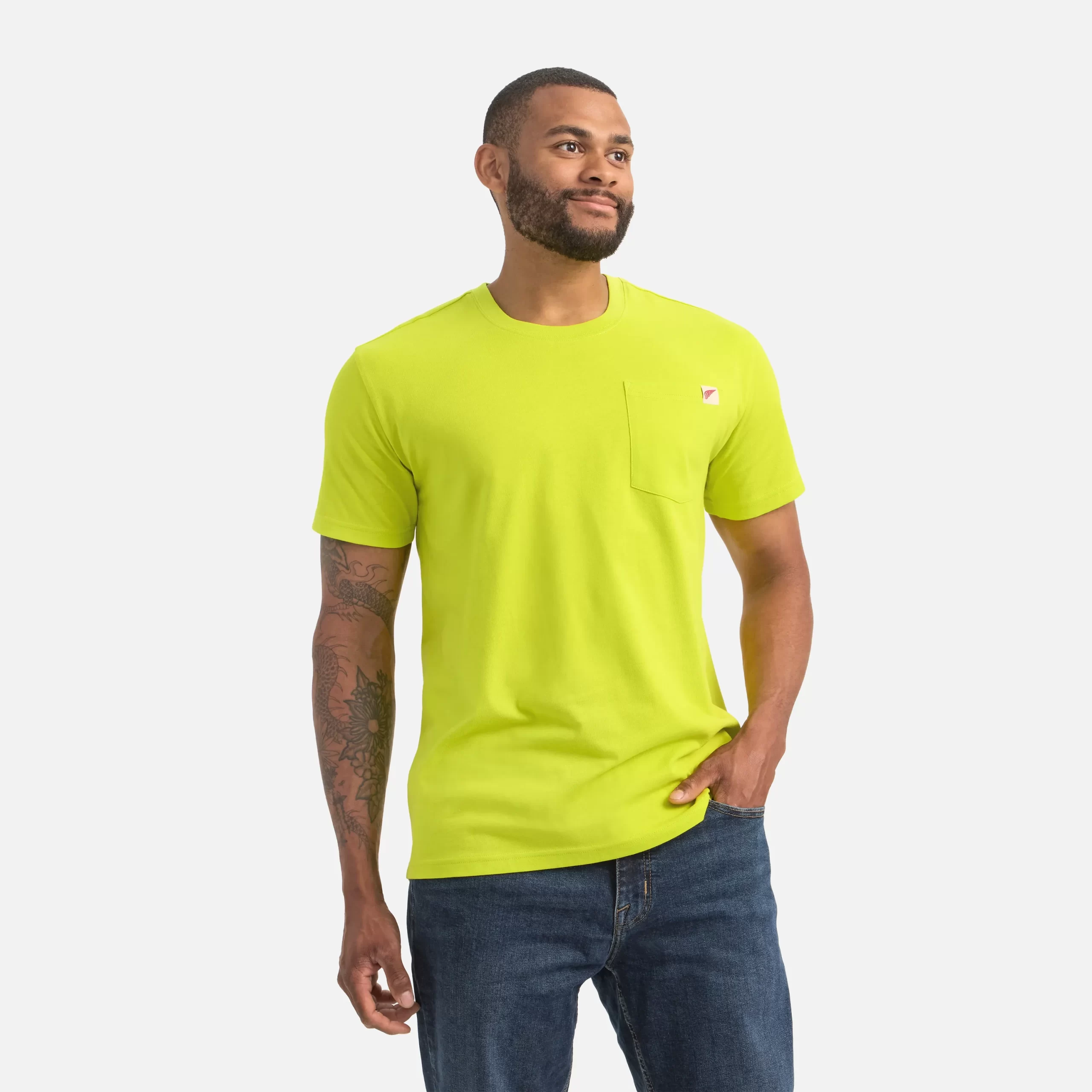 Short Sleeve Pocket T-Shirt Men's Short Sleeve T-Shirt in Bright Green - Image 2