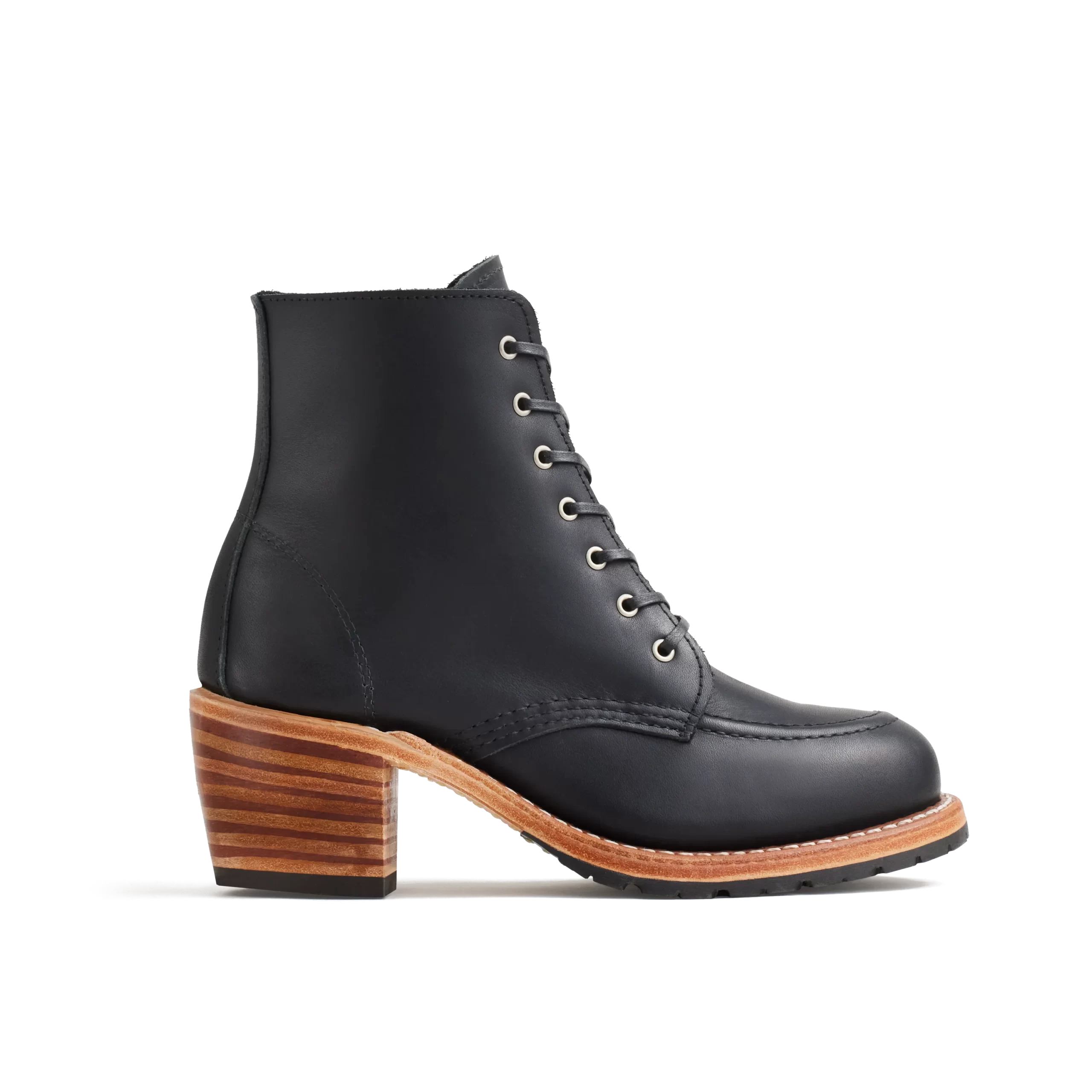 Clara Women's Heeled Boot in Black Boundary Leather