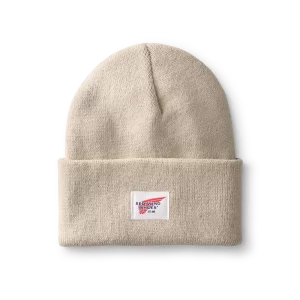 Logo Knit Beanie Hat  Unisex Cuffed Beanie Hat in Stone