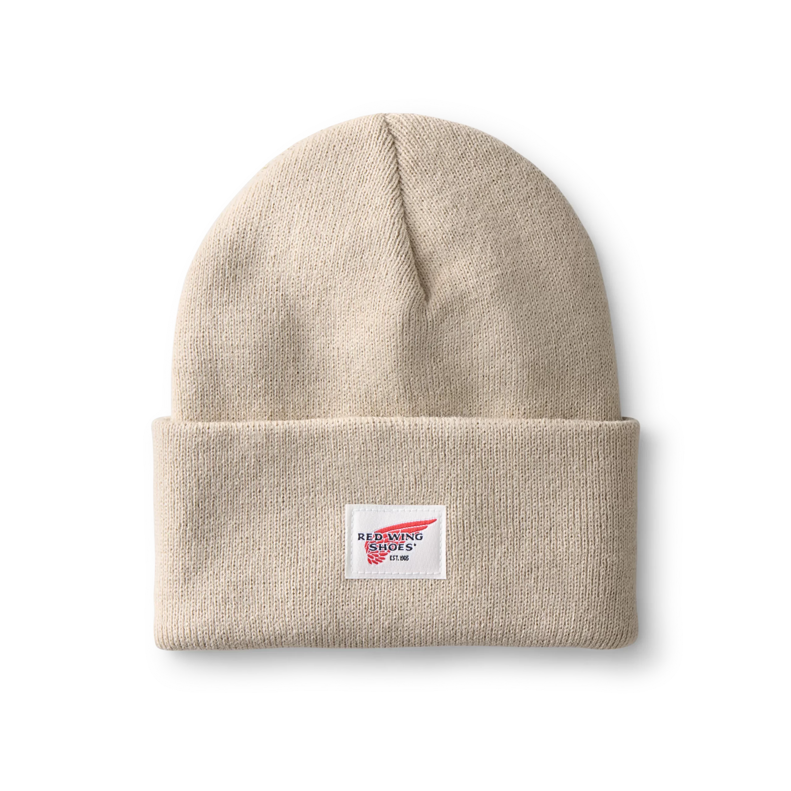 Logo Knit Beanie Hat Unisex Cuffed Beanie Hat in Stone