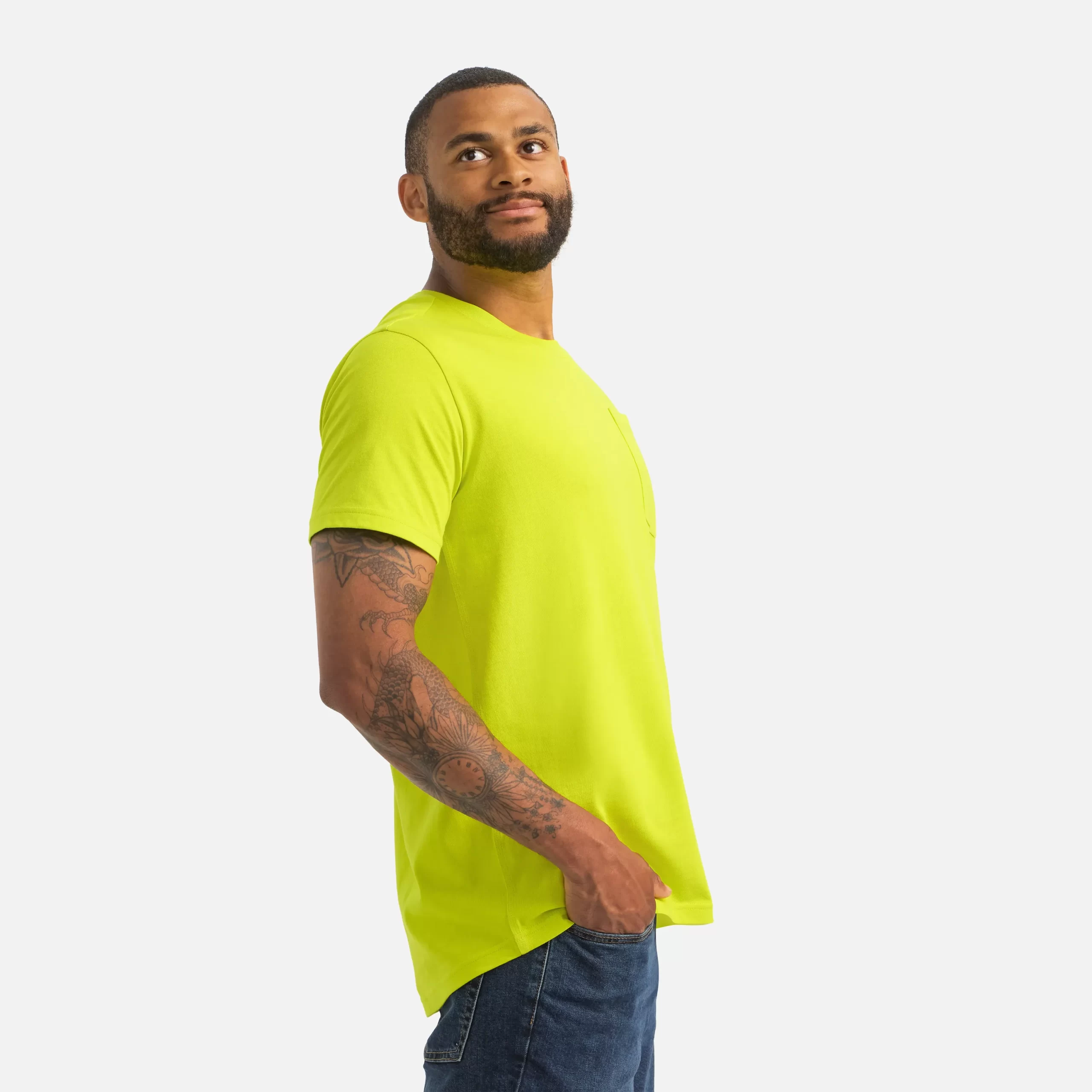 Short Sleeve Pocket T-Shirt Men's Short Sleeve T-Shirt in Bright Green - Image 3
