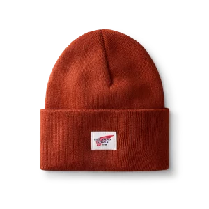 Logo Knit Beanie Hat  Unisex Knit Watch Hat in Rust