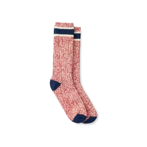 Wool Blend Ragg Crew  Unisex Wool Blend Ragg Crew Socks in Red/Navy Wool Blend